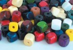 Square Wooden Beads - Multi