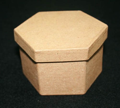Paper Mache Box Small Hexagon 1pce